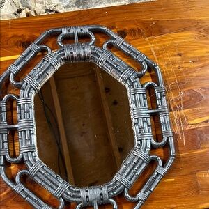 Source Unknown Black Geometric Woven Mirror